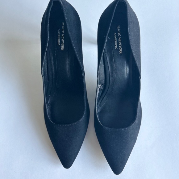 Andrew Marc Alexa Black Fabric Point Toe Plastic Heels size 10 - Picture 6 of 14